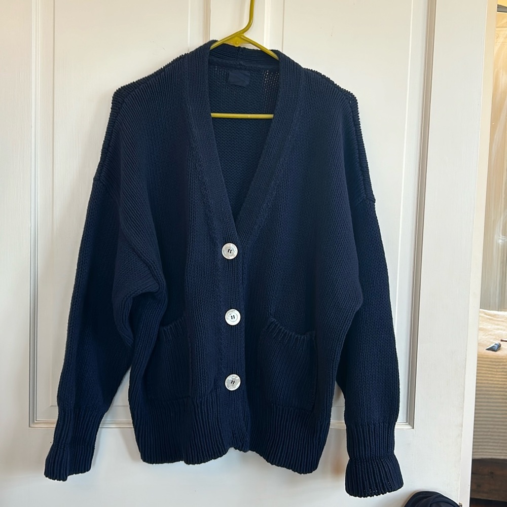 Oversized Babaa Navy Cotton Cardigan (OS)